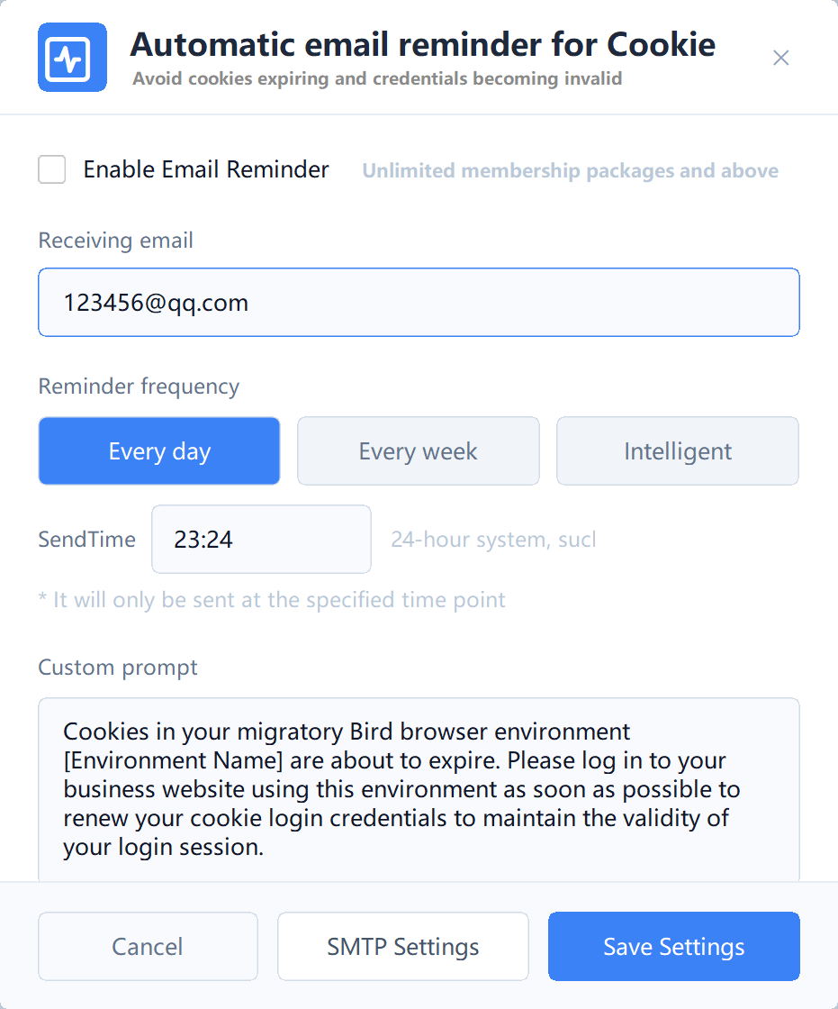 Cookie Expiry Reminder