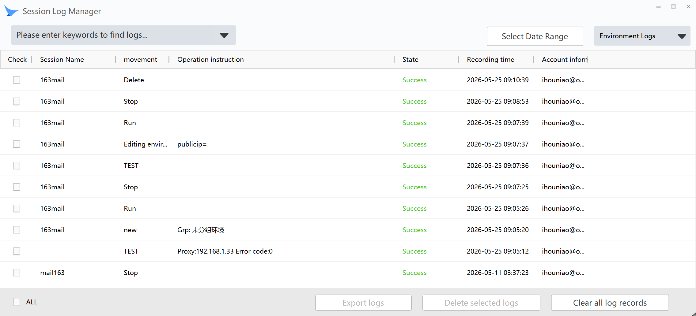 Logs locais